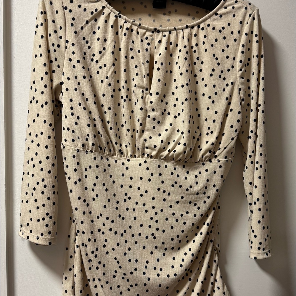 Like new! Ann Taylor Cream Blouse with Black Dots